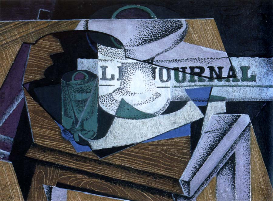 Juan Gris fruit dish ,book ,and newspaper